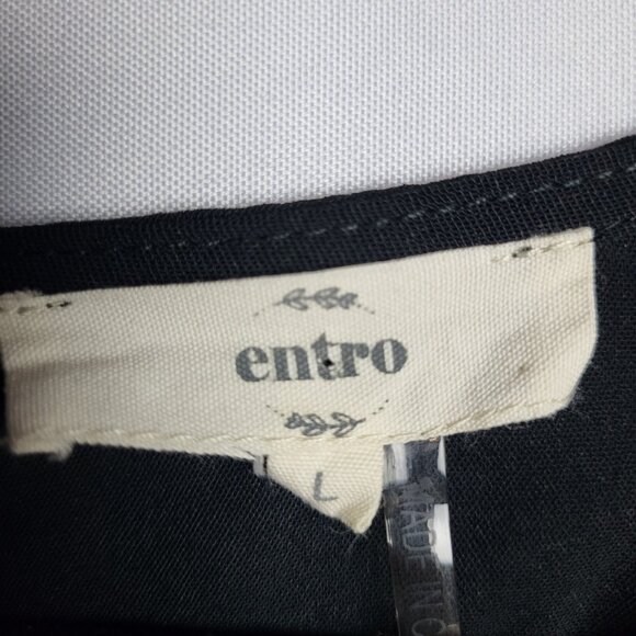 Entro Lace Sleeve Top Blouse Women's Large Black Pullover Boho Peasant Oversized - Picture 4 of 7